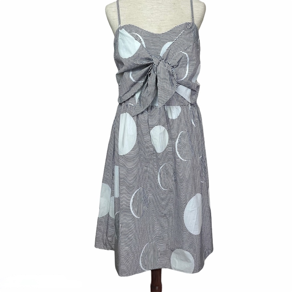 Bonsui Front Knot White & Black A-Line Sundress